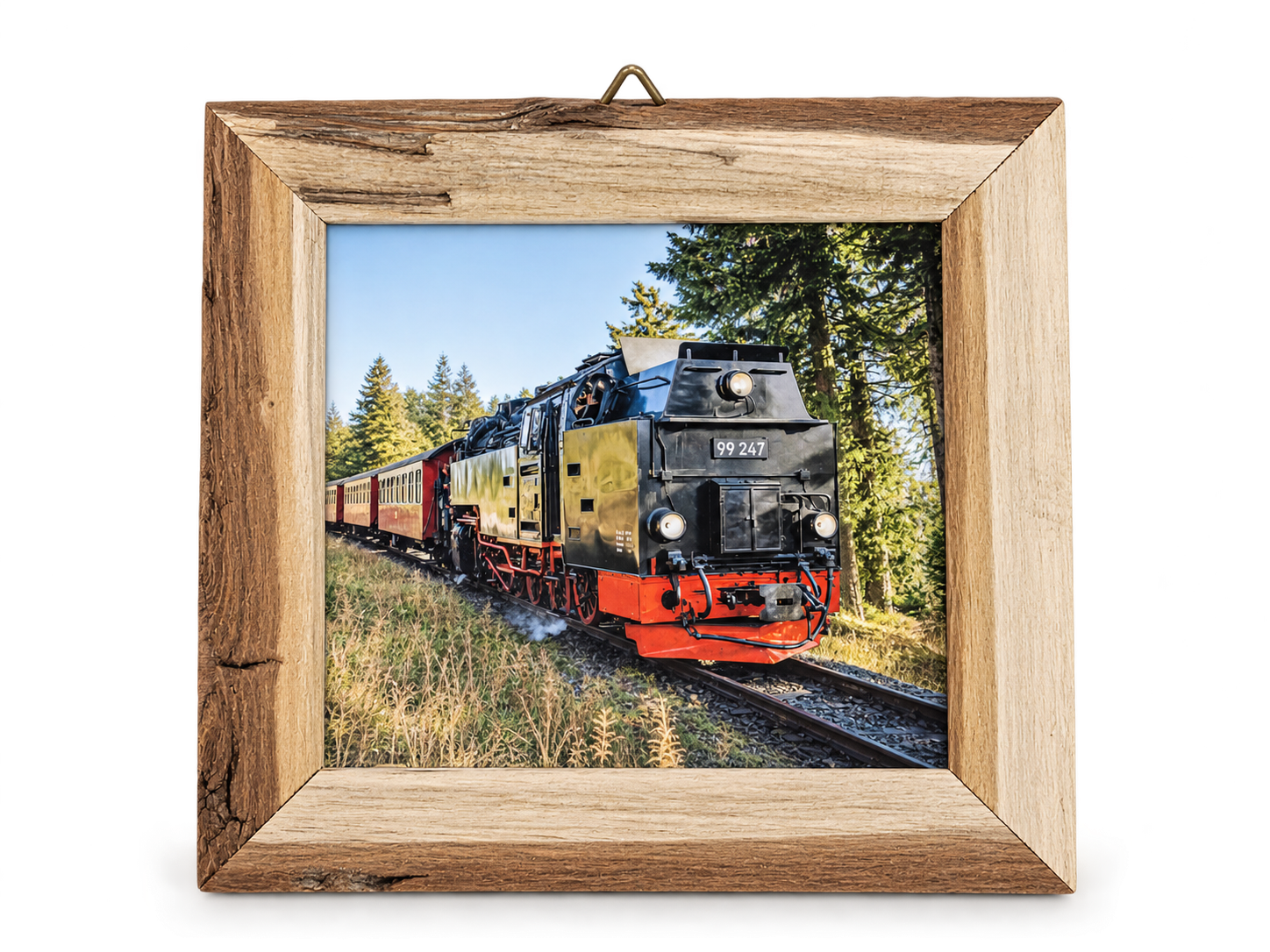 Handgemachter Holzrahmen Brockenbahn